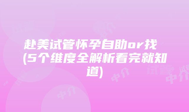 赴美试管怀孕自助or找 (5个维度全解析看完就知道)