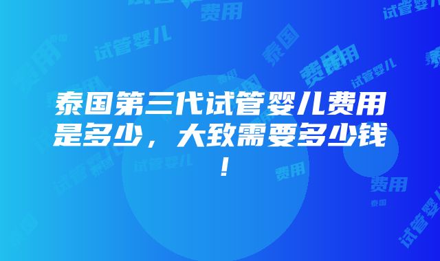 泰国第三代试管婴儿费用是多少，大致需要多少钱！