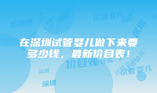 在深圳试管婴儿做下来要多少钱，最新价目表！