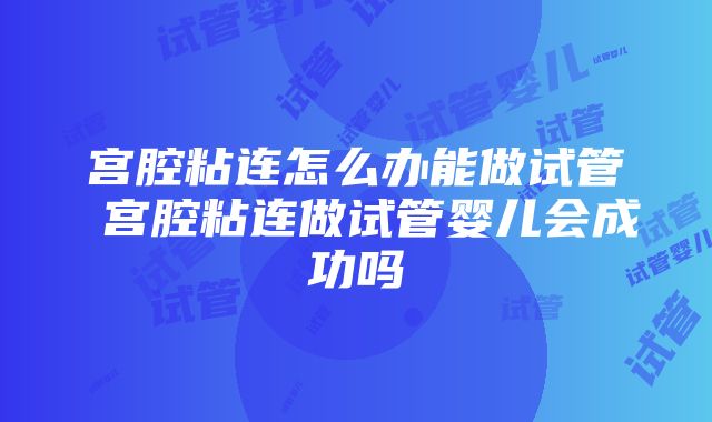 宫腔粘连怎么办能做试管 宫腔粘连做试管婴儿会成功吗