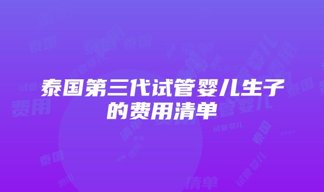 泰国第三代试管婴儿生子的费用清单