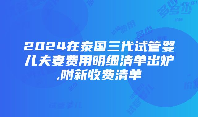 2024在泰国三代试管婴儿夫妻费用明细清单出炉,附新收费清单