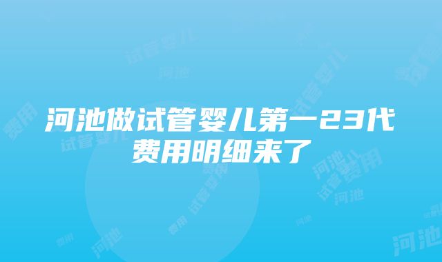 河池做试管婴儿第一23代费用明细来了