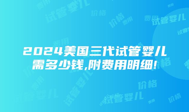 2024美国三代试管婴儿需多少钱,附费用明细!