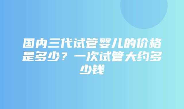 国内三代试管婴儿的价格是多少？一次试管大约多少钱