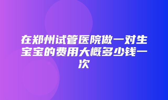 在郑州试管医院做一对生宝宝的费用大概多少钱一次