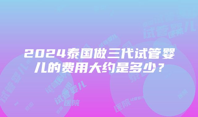 2024泰国做三代试管婴儿的费用大约是多少？