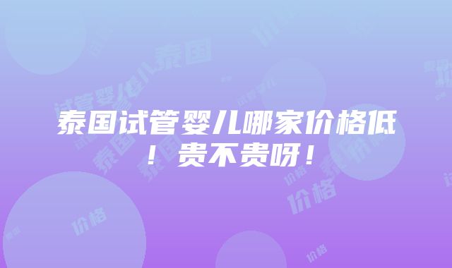 泰国试管婴儿哪家价格低！贵不贵呀！