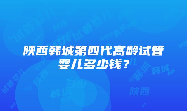 陕西韩城第四代高龄试管婴儿多少钱？