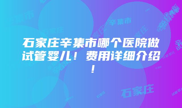 石家庄辛集市哪个医院做试管婴儿！费用详细介绍！