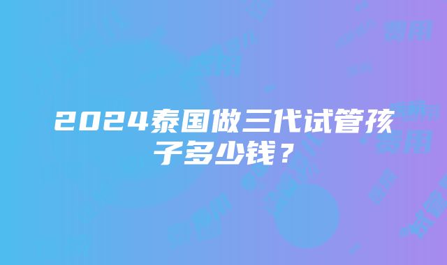 2024泰国做三代试管孩子多少钱？