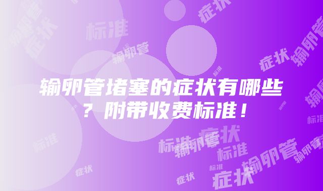 输卵管堵塞的症状有哪些？附带收费标准！