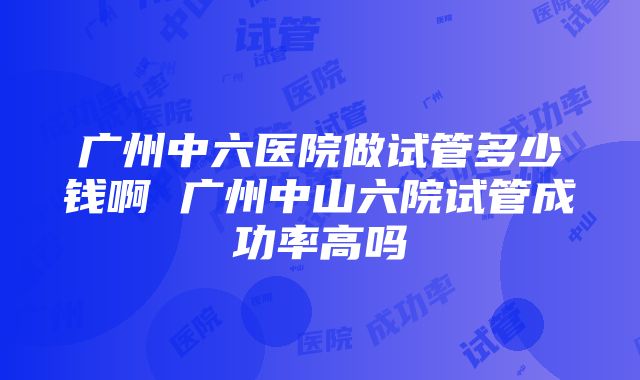 广州中六医院做试管多少钱啊 广州中山六院试管成功率高吗