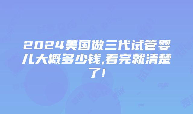 2024美国做三代试管婴儿大概多少钱,看完就清楚了!