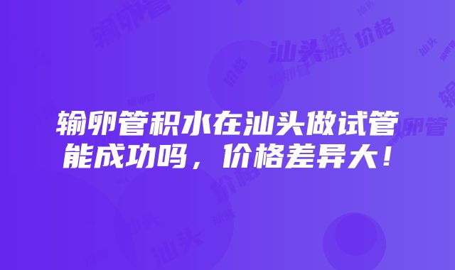 输卵管积水在汕头做试管能成功吗，价格差异大！