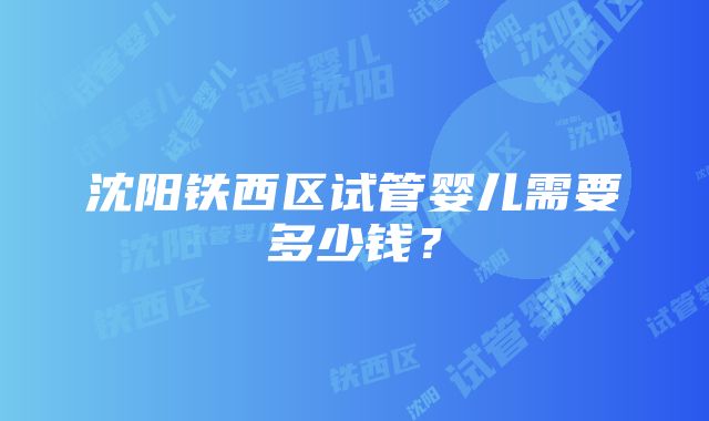 沈阳铁西区试管婴儿需要多少钱？