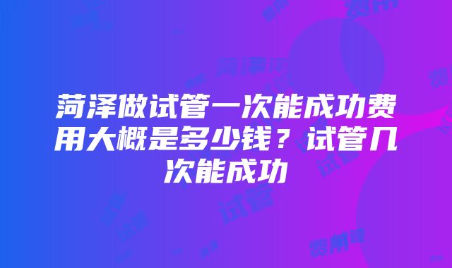 菏泽做试管一次能成功费用大概是多少钱？试管几次能成功