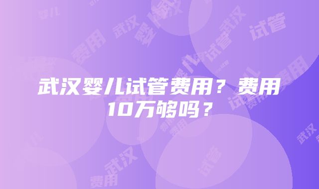 武汉婴儿试管费用？费用10万够吗？