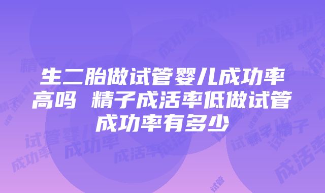 生二胎做试管婴儿成功率高吗 精子成活率低做试管成功率有多少