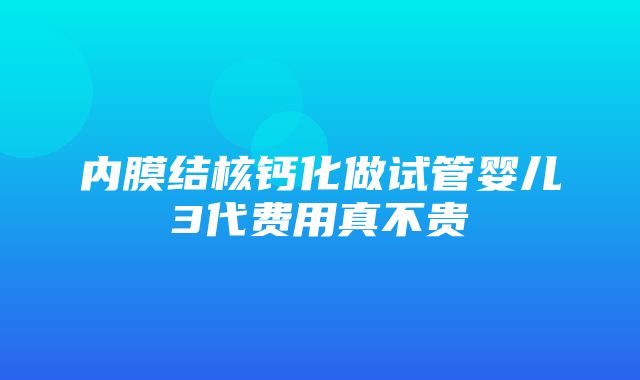 内膜结核钙化做试管婴儿3代费用真不贵