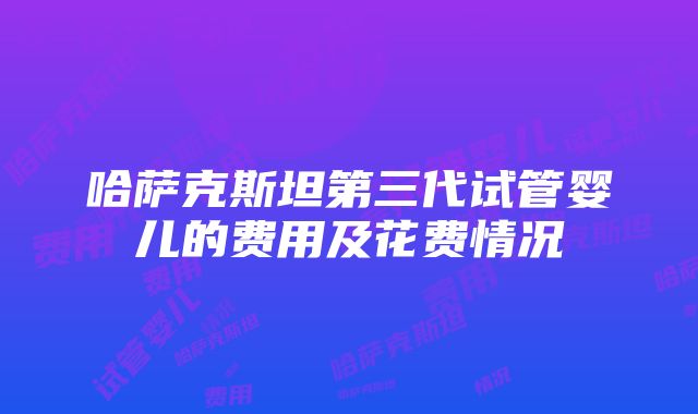 哈萨克斯坦第三代试管婴儿的费用及花费情况