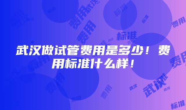 武汉做试管费用是多少！费用标准什么样！