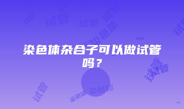 染色体杂合子可以做试管吗？