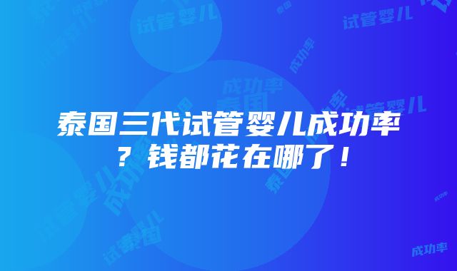 泰国三代试管婴儿成功率？钱都花在哪了！