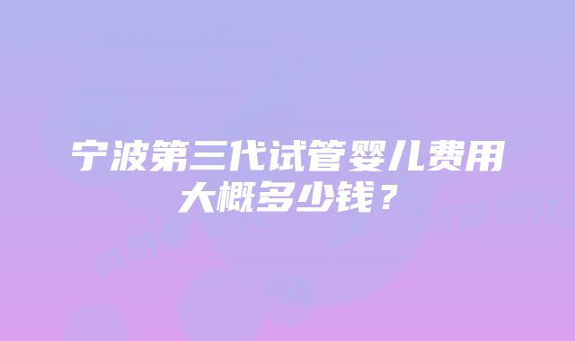 宁波第三代试管婴儿费用大概多少钱？