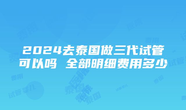 2024去泰国做三代试管可以吗 全部明细费用多少