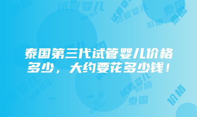 泰国第三代试管婴儿价格多少，大约要花多少钱！