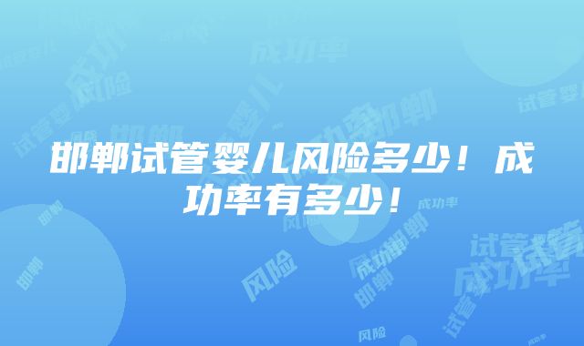 邯郸试管婴儿风险多少！成功率有多少！