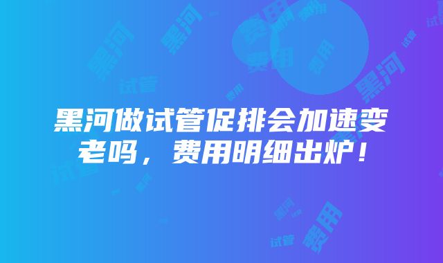 黑河做试管促排会加速变老吗，费用明细出炉！