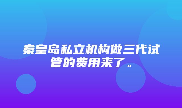 秦皇岛私立机构做三代试管的费用来了。