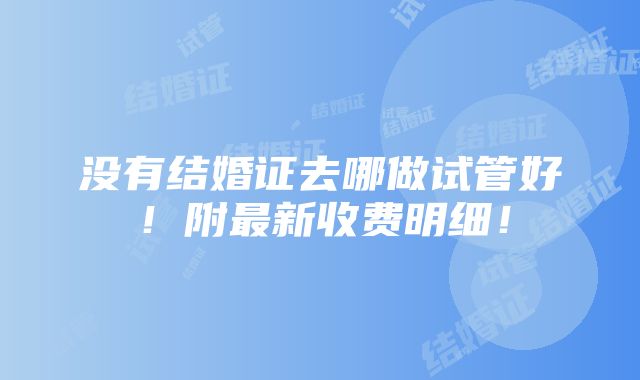 没有结婚证去哪做试管好！附最新收费明细！