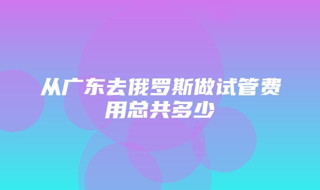 从广东去俄罗斯做试管费用总共多少