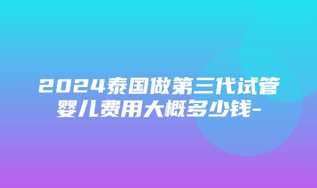 2024泰国做第三代试管婴儿费用大概多少钱-