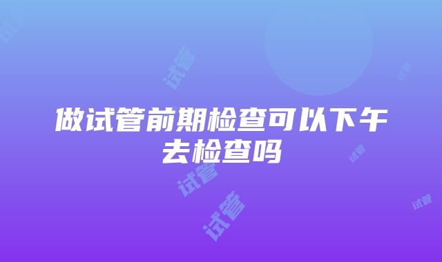 做试管前期检查可以下午去检查吗