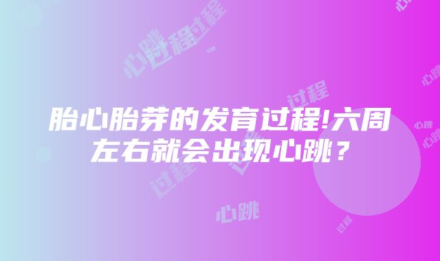 胎心胎芽的发育过程!六周左右就会出现心跳？