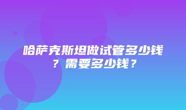 哈萨克斯坦做试管多少钱？需要多少钱？