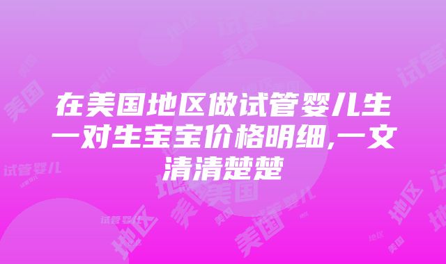 在美国地区做试管婴儿生一对生宝宝价格明细,一文清清楚楚