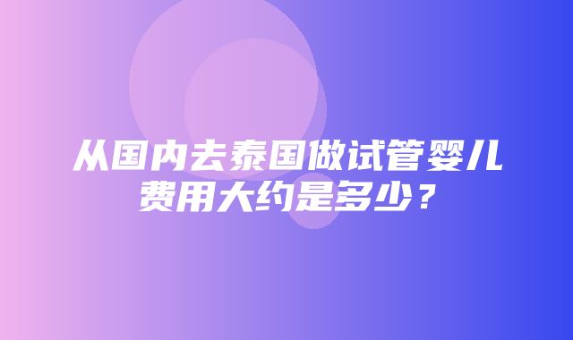 从国内去泰国做试管婴儿费用大约是多少？