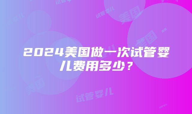 2024美国做一次试管婴儿费用多少？