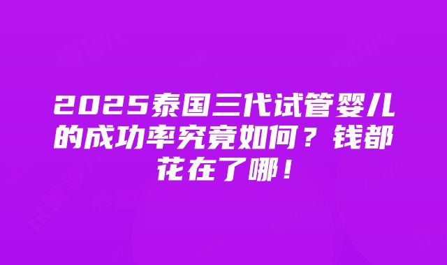 2025泰国三代试管婴儿的成功率究竟如何？钱都花在了哪！