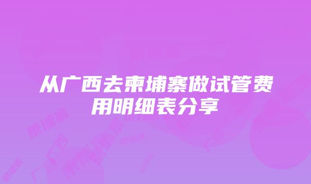 从广西去柬埔寨做试管费用明细表分享