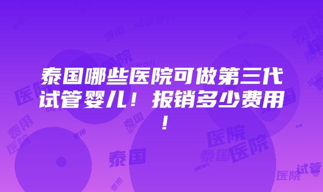 泰国哪些医院可做第三代试管婴儿！报销多少费用！