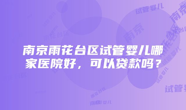 南京雨花台区试管婴儿哪家医院好，可以贷款吗？