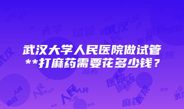 武汉大学人民医院做试管**打麻药需要花多少钱？