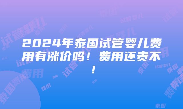 2024年泰国试管婴儿费用有涨价吗！费用还贵不！