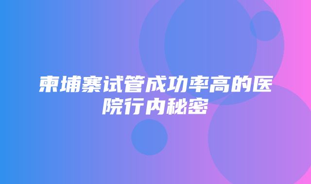 柬埔寨试管成功率高的医院行内秘密